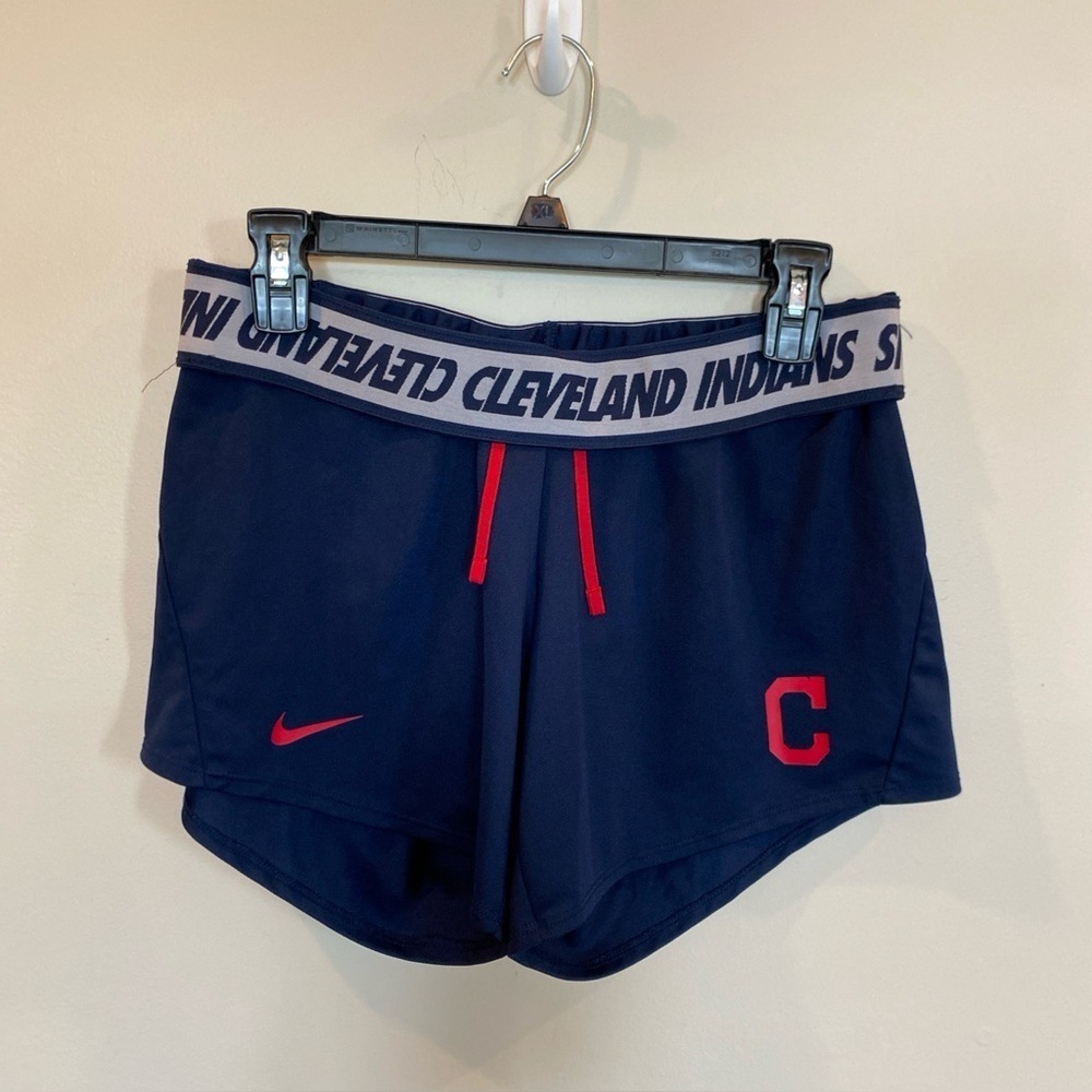Cleveland Indian Nike Athletic Shorts Blue Womens Small Fold Over Waistband